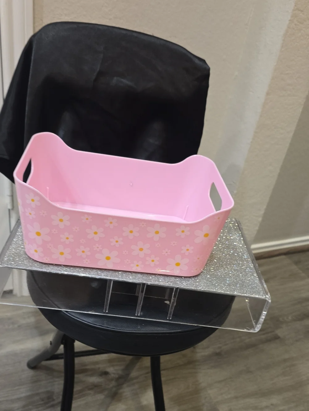 True Living Decorative Pink Daisy Storage Bin with Handles